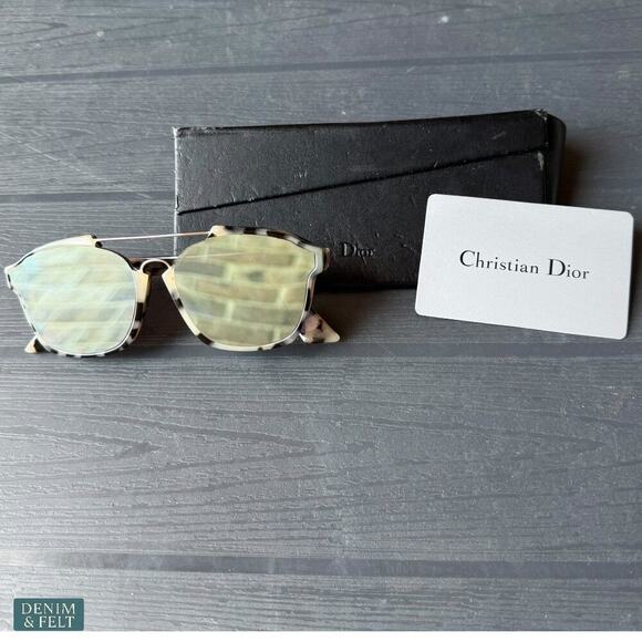 Christian Dior Abstract Aviator Sunglasses Beige Grey Tortoise Mirrored Lenses main image 6